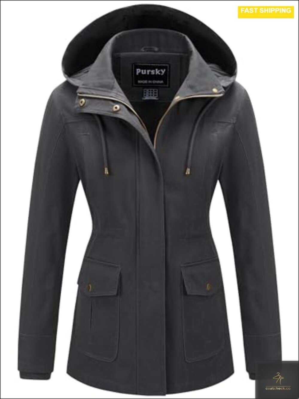 Women's Cotton Anorak Jacket Lightweight Military Safari Utility Coat Removable